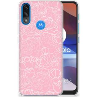 👉 Wit Motorola Moto E7i Power TPU Case White Flowers 8720632051646