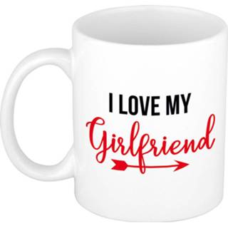👉 Koffiemok wit volwassenen meisjes I love my girlfriend cadeau / theebeker met pijl 300 ml