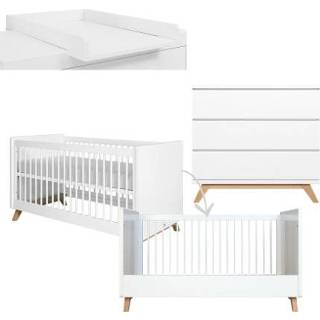 👉 Commode MDF jongens wit baby's Bopita Babykamer Lynn 2-delig 70 x 140 cm cabriolet / natuur met