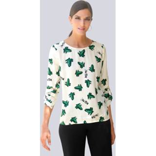 👉 Blouse met kikkerprint Alba Moda Offwhite/Groen