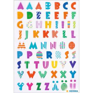 👉 Plakletter kinderen Stickervelletjes met 62x stuks plak letters A-Z gekleurde