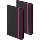 👉 Notitieboek roze Set van 8x stuks notitieboekje met elastiek pu-leer kaft 9 x 14 cm