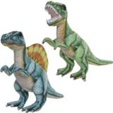 👉 Knuffel pluche kinderen Speelgoed set van 2x dino knuffels T-Rex en Stegosaurus 30 cm