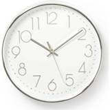 👉 Wandklok wit zilver active Nedis CLWA015PC30SR Ronde Diameter 30 Cm & 5412810270286