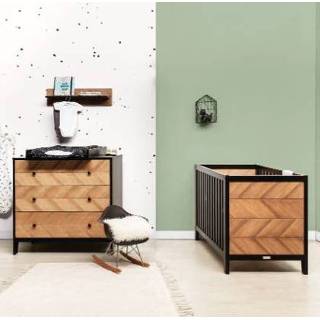 👉 MDF wit jongens baby's Bopita Babykamer Job 2-delig 60 x 120 cm vintage honing met aankleedplateau