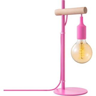👉 Tafellamp roze fiber textiel metaal rond modern binnen Light depot - Outlet 8718808384490