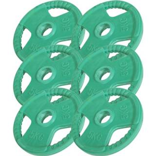 👉 Halterschijf gietijzer rubber groen Voordeel bundel 6 x 5 kg Olympische Gripper (50/51 mm, coating)