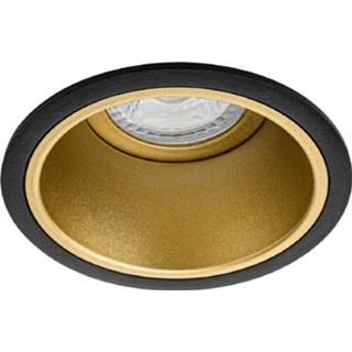 👉 Armatuur zwart goud aluminium Spot Gu10 - Pragmi Minko Pro Inbouw Rond Mat Zwart/goud Verdiept Ø90mm 6013923045007