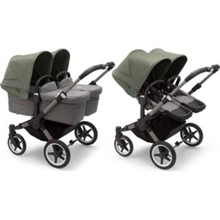 👉 Kinderwagen graphite grijs donkergroen active kinderen Bugaboo Donkey5 Twin - Graphite/Grey Melange Forest Green 2500001494825