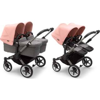 👉 Kinderwagen graphite grijs roze active kinderen Bugaboo Donkey5 Twin - Graphite/Grey Melange Morning Pink 2500001494832