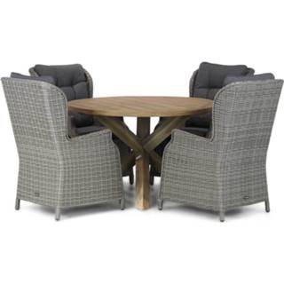👉 Tuinset Half Round Grey wicker dining sets grijs-antraciet Garden Collections Windsor/Sand City 120 cm rond 5-delig 7434230516520