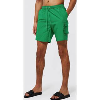 👉 Tall Gekreukelde Cargo Soft-Shell Zwembroek, Green