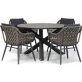 👉 Tuinset wicker dining sets Mixed Black-Taupe taupe-naturel-bruin Lifestyle Dolphin/Matale 125 cm rond 5-delig 7434221044032