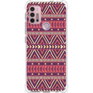 👉 Paars silicone Motorola Moto G30 | G20 G10 Doorzichtige Hoesje Aztec 8720632385376