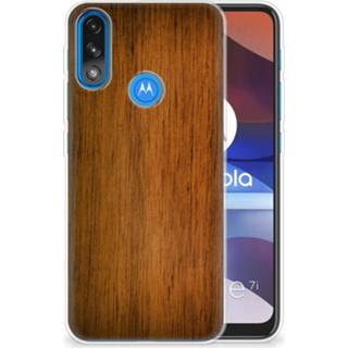 👉 Bumper hoesje hout Motorola Moto E7i Power Donker 8720632671820