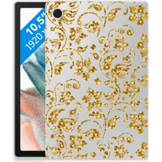 👉 Siliconen hoesje gouden Samsung Galaxy Tab A8 2021 Bloemen 8720632833457