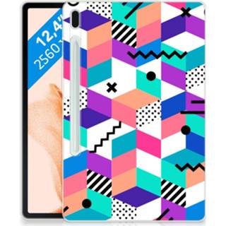 👉 Houten blok Samsung Galaxy Tab S7FE Back Cover Blokken Kleurrijk 8720632573582