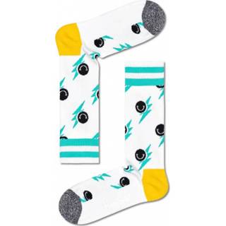 👉 Happy Socks - Smile Flash Crew Sock - Multifunctionele sokken maat 41-46, wit/grijs