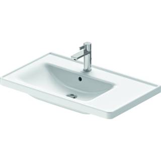 👉 Meubelwastafel wit Duravit D-Neo asymmetrisch met kraangat, overloop en aflegvlak rechts 80 x 48 cm,