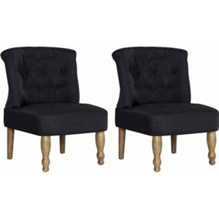 👉 Franse stoelen 2 st stof zwart