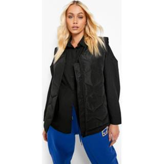 👉 Gewatteerde Boxy Bodywarmer Met Stiksels, Black