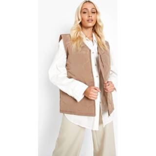 👉 Gewatteerde Boxy Bodywarmer Met Stiksels, Stone