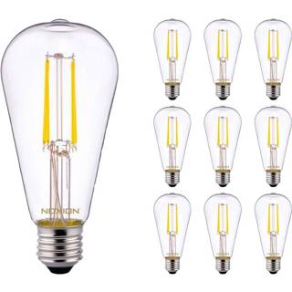 👉 Voordeelpak 10x Noxion Lucent LEDbulb E27 ST64 Edison filament Helder 4W - 827 | Vervanger voor 40W 8719157037082