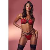 Valentijns Kanten Contrasterende Strapping Super Push Up Beha, Red