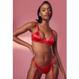 👉 BH rood s Valentijns Beha Met Steentjes, String En Jarretels Set, Red