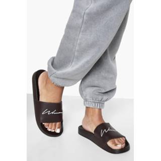 Woman Slippers Met Tekst, Chocolate