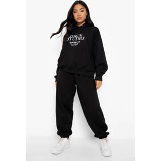 👉 Petite Dsgn Studio Trainingspak Met Hoodie Met Opdruk, Black