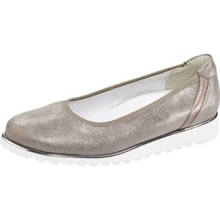 👉 Ballerina's taupe effen vrouwen merkkwaliteit geruwd leer Ballerina Waldläufer 4065447438003