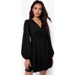 👉 Skater jurk Midi Wikkel Met Ballonmouwen