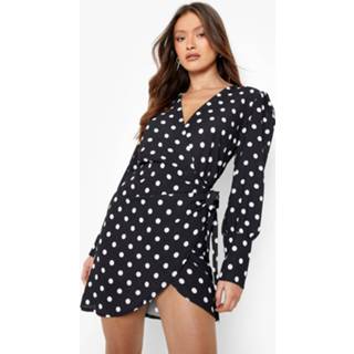 👉 Mini Jurk Met Stippen En Strik, Black