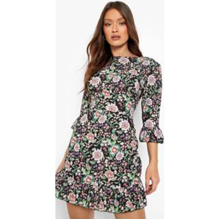 👉 Paisley Skater Jurk Met Geplooide Zoom, Black