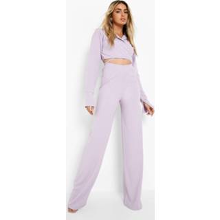 👉 Korte Blouse Met Ceintuur En Wide Leg Broek, Lilac