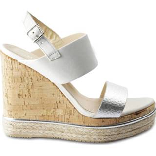 👉 Shoe leather vrouwen wit Wedge shoes in with ankle strap