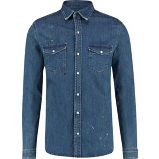 👉 Denim shirt XS vrouwen blauw