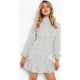 👉 Mini Jurk Met Hoge Hals En Strik, White