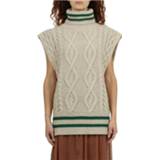 👉 Gilet m vrouwen beige Collo Alto A Treccia