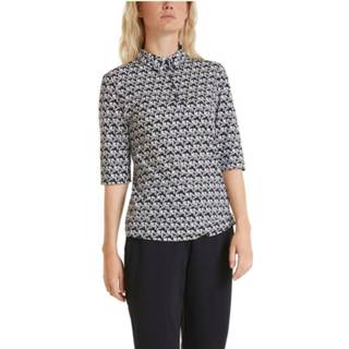 👉 Poloshirt elastische SS vrouwen zwart 5303 J06 Lichte polo shirt MC print