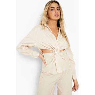 Gedraaide Poplin Blouse, Stone