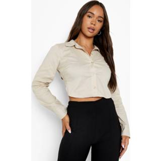 👉 Blous stone Korte Poplin Blouse Met Rug Strik,