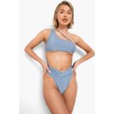 👉 Gerecycled Bikini Broekje Met Taille Detail En Hoge Taille, Blue