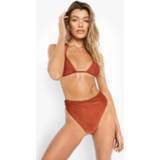 👉 Chocolade Bruin Bikini Broekje Met Hoge Taille, Chocolate