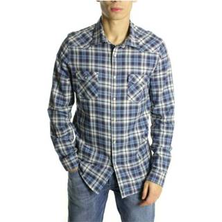 👉 XL male blauw Camisa Cuadros Grandes