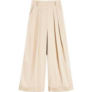 L vrouwen beige Pantalones palazzo de popelina