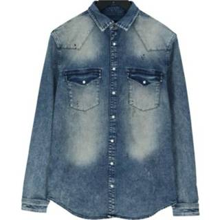 👉 Denim shirt XL male blauw 21030219 Stretch