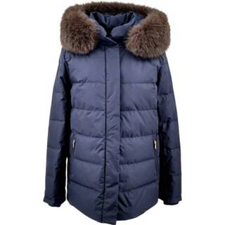 👉 Downjacket vrouwen blauw Dianne down jacket with fur trim