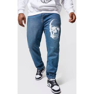 👉 Plus Onbewerkte Schedel Skinny Jeans, Vintage Wash